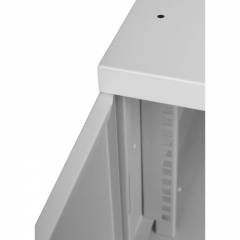 Komutācijas skapis 19" 6U, 450mm, stikla durvis, pelēks