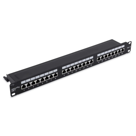 Patch panelis Cat6 UTP 24-Port RJ-45 19"1U ar plauktu