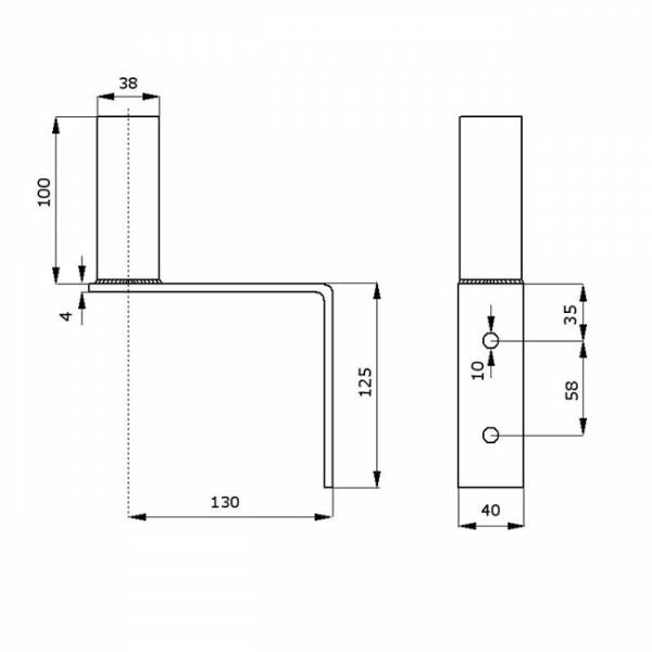 Mini kronšteins stiprināšanai uz sienas Ø38mm L110
