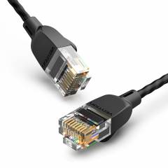 Plānais Patch kabelis UTP Cat6A 0.5 m melns