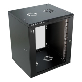 Komutācijas skapis 19" 12U, 450mm, stikla durvis, melns