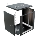 Komutācijas skapis 19" 12U, 450mm, stikla durvis, melns
