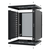 Komutācijas skapis 19" 12U, 450mm, stikla durvis, melns