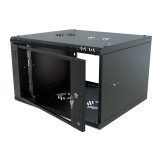 Komutācijas skapis 19" 6U, 450mm, stikla durvis, melns