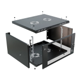 Komutācijas skapis 19" 6U, 450mm, stikla durvis, melns