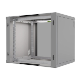 Komutācijas skapis Pro 19" 9U, 450mm, stikla durvis, pelēks