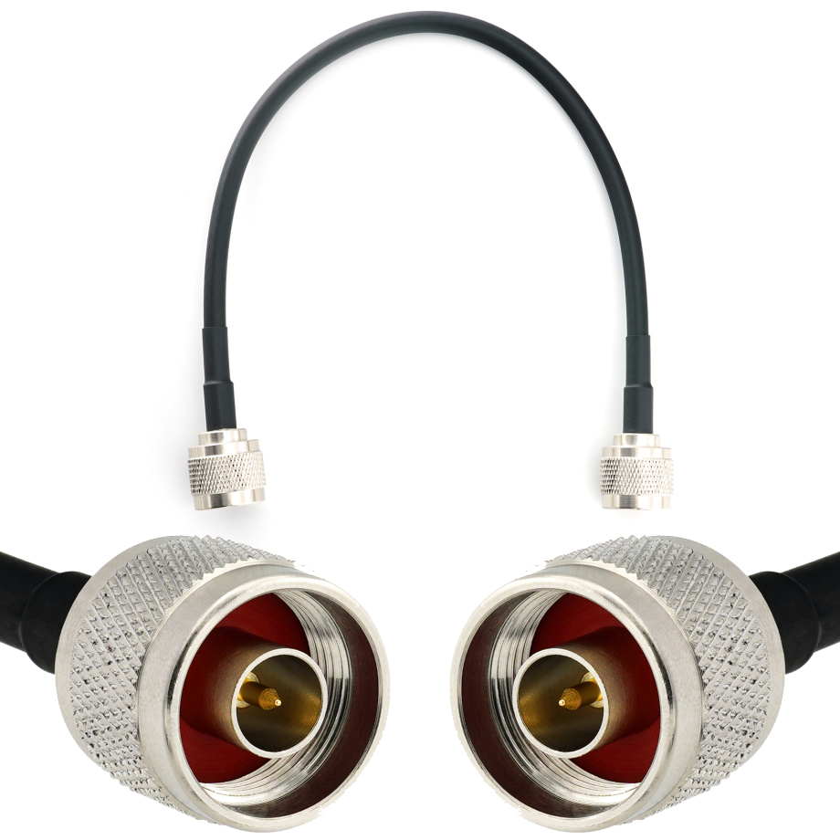 N Male / N Male 30cm koaksiālais kabelis — HF240 (LMR240 ekvivalents)