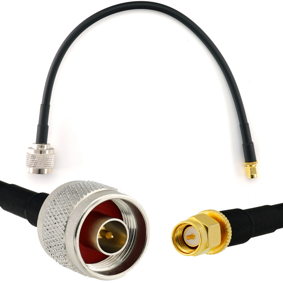 SMA Male / N Male 30cm koaksiālais kabelis — HF240 (LMR240 ekvivalents)