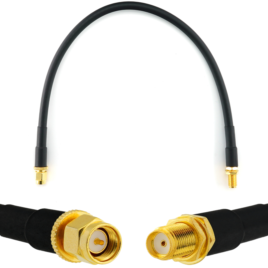 SMA Male / SMA Female 30cm koaksiālais kabelis — HF240 (LMR240 ekvivalents)