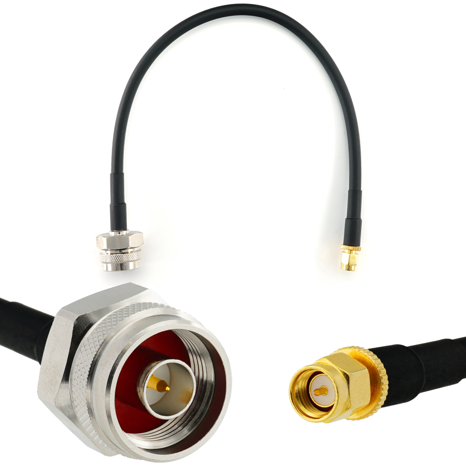 SMA Male / N Male Hex 30cm koaksiālais kabelis — HF240 (LMR240 ekvivalents)