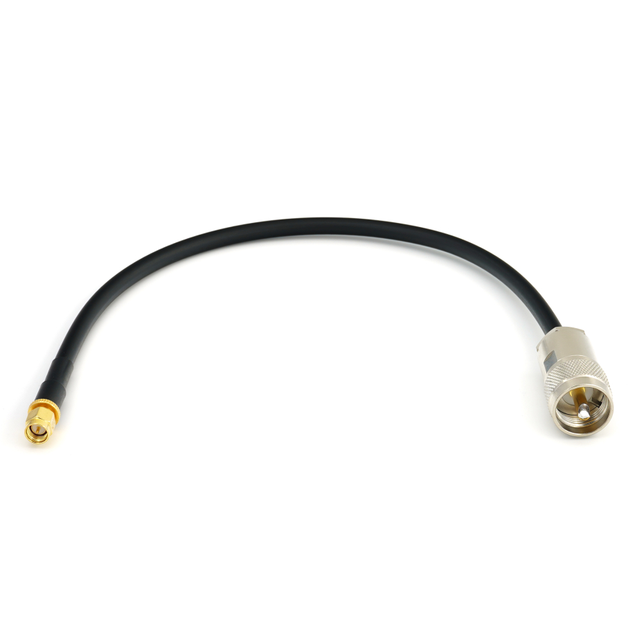 SMA Male / PL259 30cm UHF elastīgs koaksiālais kabelis CB radio — HF240 (LMR240 ekvivalents)