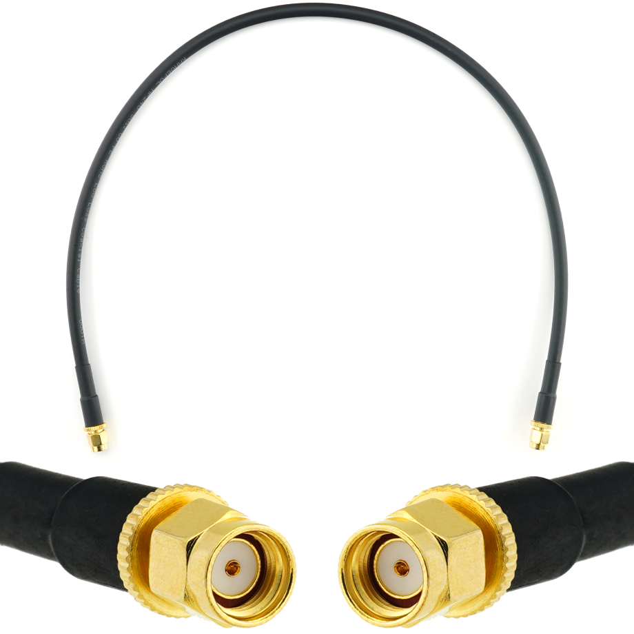 RP-SMA Male / RP-SMA Male 50cm koaksiālais kabelis — HF240 (LMR240 ekvivalents)