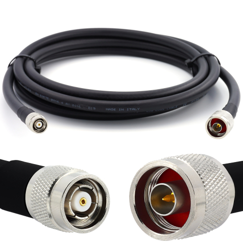 N Male / RP-TNC Male 25m koaksiālais kabelis — elastīgs HF-400-UF (ekvivalents LMR400 UF UltraFlex)