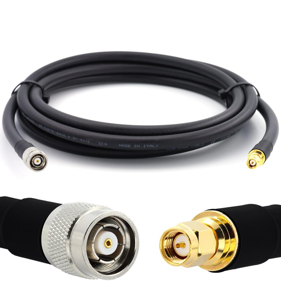 SMA Male / RP-TNC Male 20m koaksiālais kabelis — elastīgs HF-400-UF (ekvivalents LMR400 UF UltraFlex)