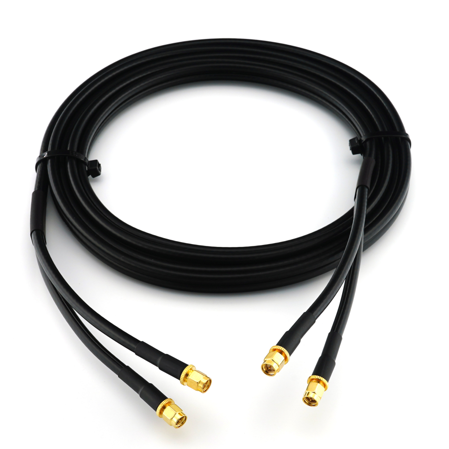 SMA Male / SMA Male 2m dubultais koaksiālais kabelis - HF240 (LMR240 ekvivalents)