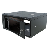 Komutācijas skapis 19" 4U, 450mm, stikla durvis, melns