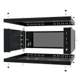Komutācijas skapis 19" 4U, 450mm, stikla durvis, melns