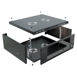 Komutācijas skapis 19" 4U, 450mm, stikla durvis, melns
