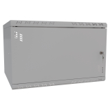 Komutācijas skapis 19" 6U, 450mm, stikla durvis, pelēks