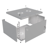 Komutācijas skapis 19" 6U, 450mm, stikla durvis, pelēks