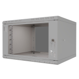 Komutācijas skapis 19" 6U, 450mm, stikla durvis, pelēks