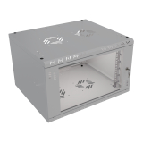 Komutācijas skapis 19" 6U, 450mm, stikla durvis, pelēks