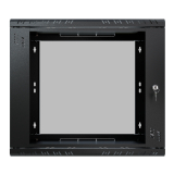 Komutācijas skapis 19" 9U, 450mm, stikla durvis, melns