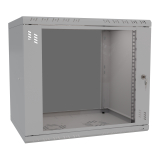 Komutācijas skapis 19" 9U, 450mm, stikla durvis, pelēks