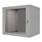 Komutācijas skapis 19" 9U, 600mm, stikla durvis, pelēks