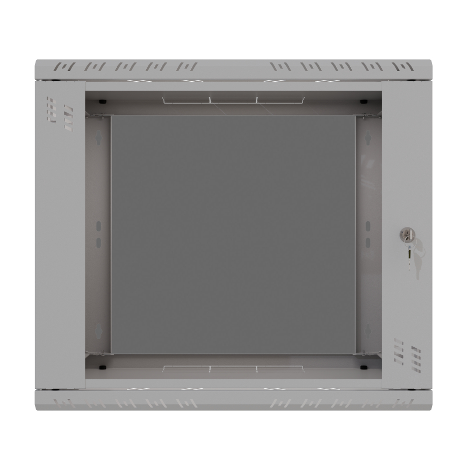 Komutācijas skapis 19" 9U, 600mm, stikla durvis, pelēks