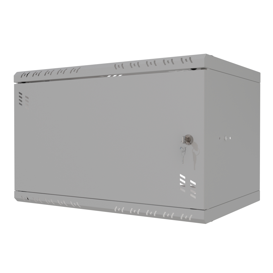 Komutācijas skapis 19" 6U, 350mm, metāla durvis, pelēks