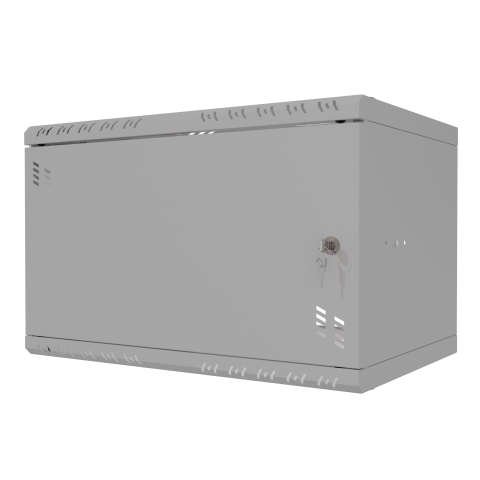 Komutācijas skapis 19" 6U, 350mm, metāla durvis, pelēks