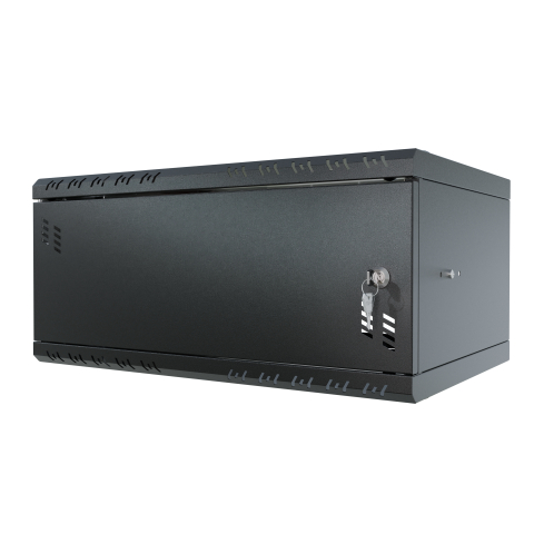 Komutācijas skapis 19" 4U, 350mm, metāla durvis, melns