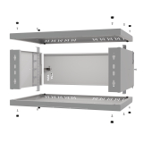 Komutācijas skapis 19" 4U, 350mm, metāla durvis, pelēks