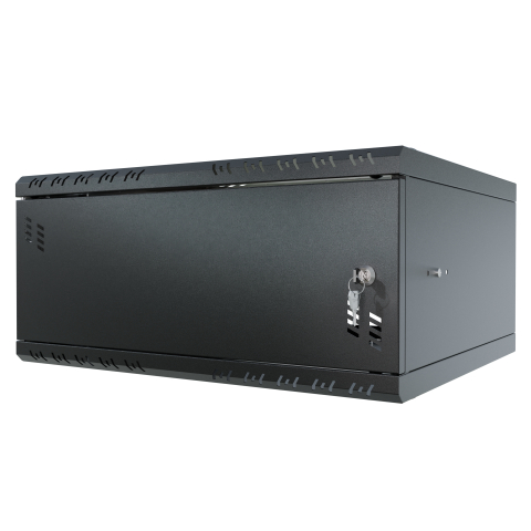 Komutācijas skapis 19" 4U, 450mm, metāla durvis, melns