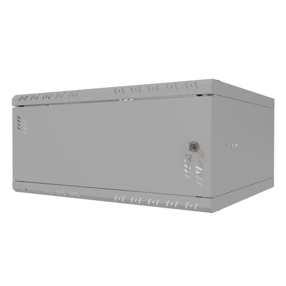 Komutācijas skapis 19" 4U, 450mm, metāla durvis, pelēks