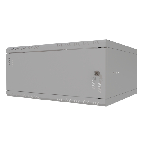 Komutācijas skapis 19" 4U, 450mm, metāla durvis, pelēks