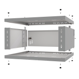 Komutācijas skapis 19" 4U, 450mm, metāla durvis, pelēks