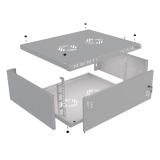 Komutācijas skapis 19" 4U, 450mm, metāla durvis, pelēks